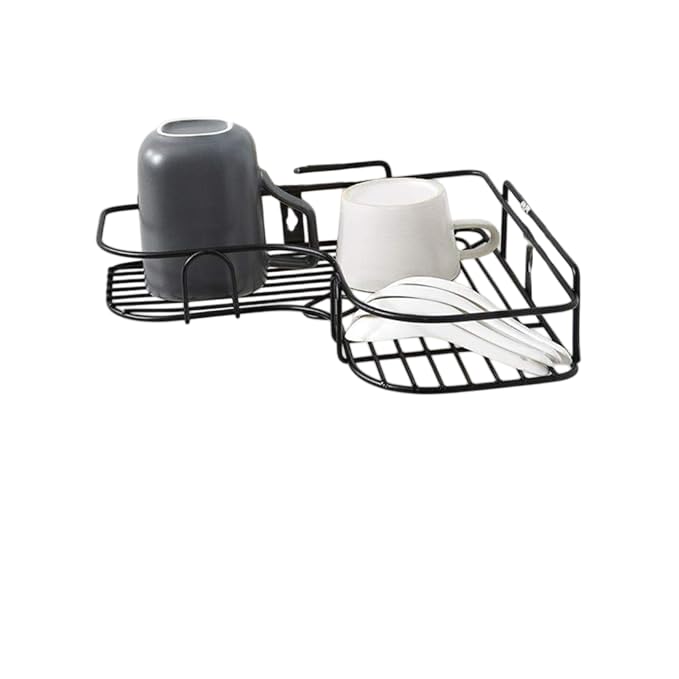 SPARSHMART Yana Bathroom Corner Stand Self Adhesive Wall Mounted Shelves for Bathroom Walls Kitchen Bathroom Organizer Soap Holder Stainless Steel Corner Shelf  - Image 1