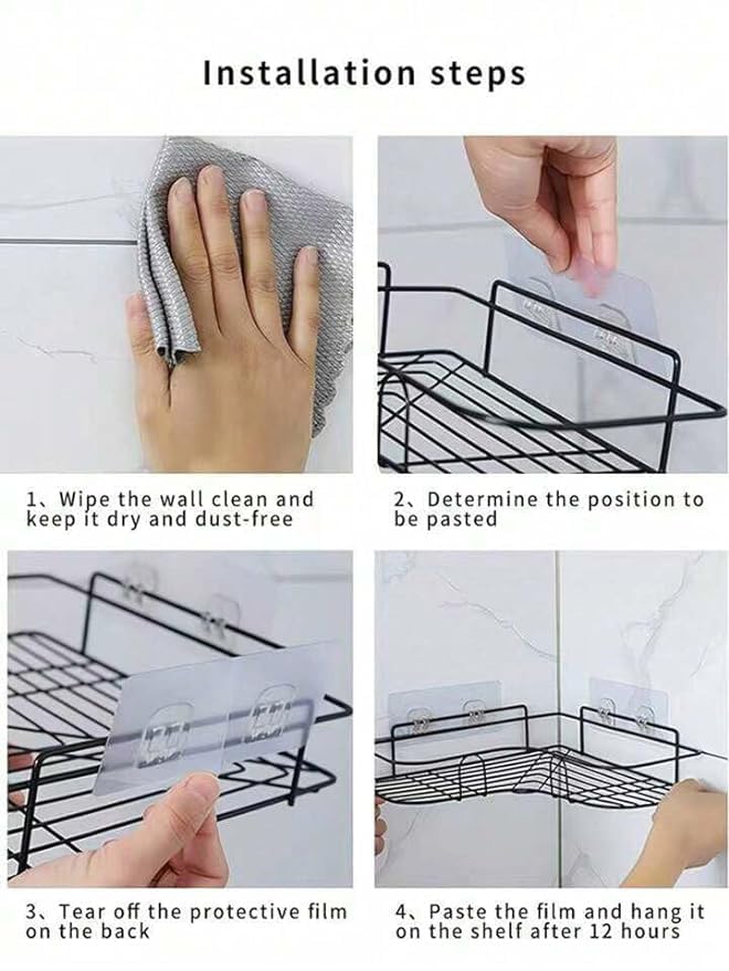 SPARSHMART Yana Bathroom Corner Stand Self Adhesive Wall Mounted Shelves for Bathroom Walls Kitchen Bathroom Organizer Soap Holder Stainless Steel Corner Shelf  - Image 5