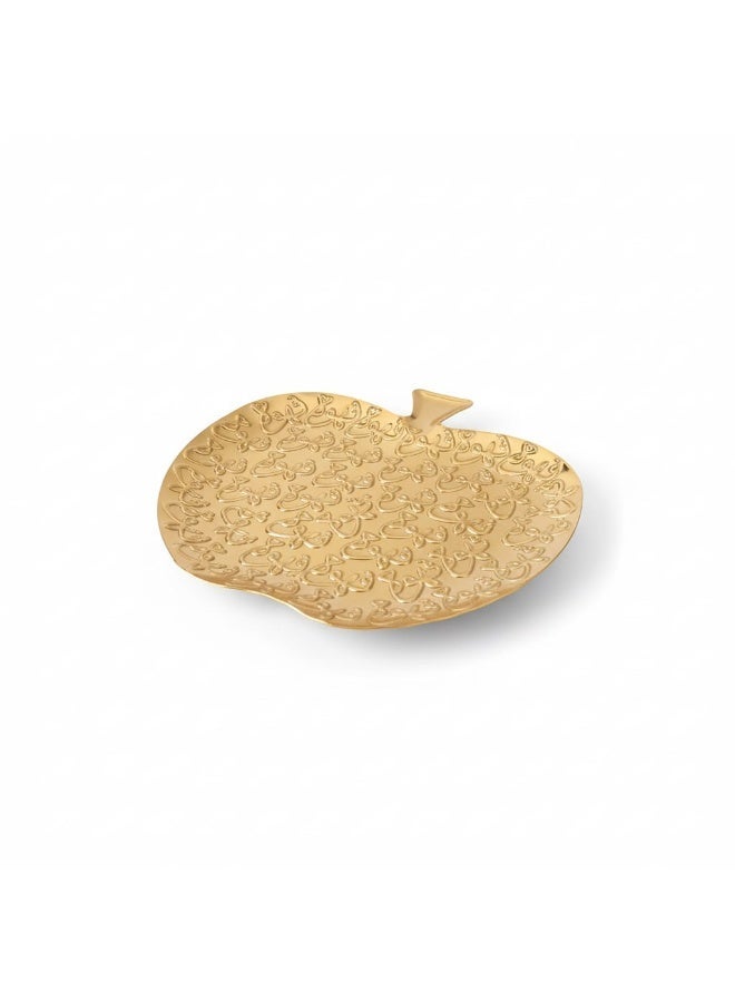 luxurious gold serving dish with embossed Arabic calligraphy - Image 1