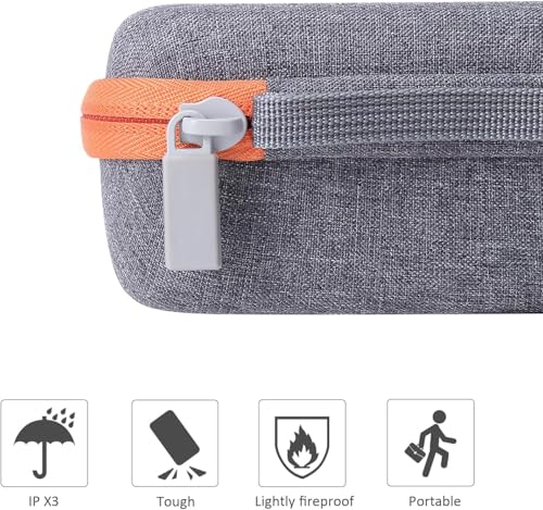 co2CREA Hard Case Compatible with Yoto Mini Kids Audio Music Player Children Speaker Plays Audiobook Cards Radio and Card Case Hold up to Yoto 36 Cards, Grey Case With Orange Zipper, for Yoto Mini, - Image 4