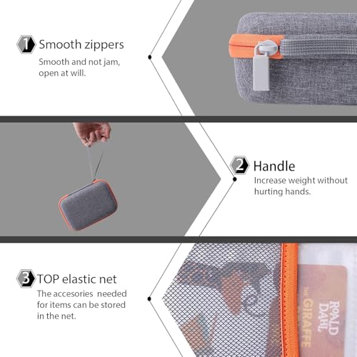 co2CREA Hard Case Compatible with Yoto Mini Kids Audio Music Player Children Speaker Plays Audiobook Cards Radio and Card Case Hold up to Yoto 36 Cards, Grey Case With Orange Zipper, for Yoto Mini, - Image 5