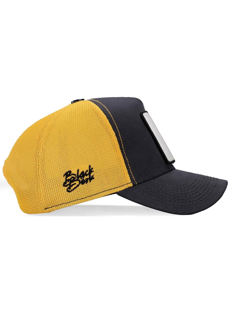Black Börk Blackbörk V1 Trucker Horse - Unisex Dark Anthracite-Yellow Hat (Cap) with 4 Code Logo  - Image 4