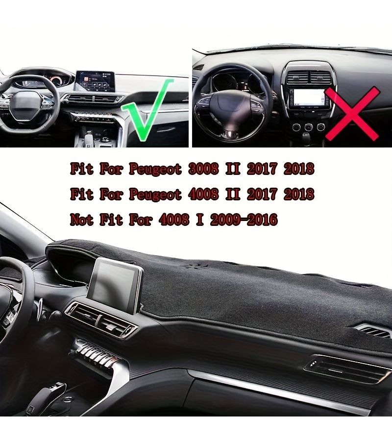 Red Left Hand Drive Dashboard Cover Mat Compatible With Peugeot 3008 4008 5008 GT 2017 2018 2019 2020 Car Dashboard Interior Pad - Image 1