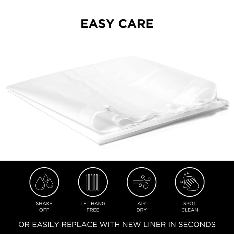 Hookless Itâ€™s A Snap! Plastic PEVA Antimicrobial Snap-in Replacement Shower Curtain Liner for Hookless Curtain with Sheer Window, 70" x 54", Water-Repellent, Easy Install, Frost - Image 4