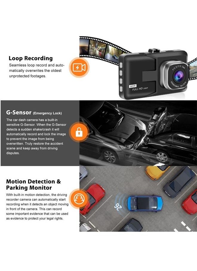 PADOM - Padom Dash Camera for Cars Front Full HD 1080P Dash Cams 120°Wide Angle Dashboard Cameras for with Night Vision 3” IPS Screen Loop Recording G-Sensor Parking Monitor - Image 1