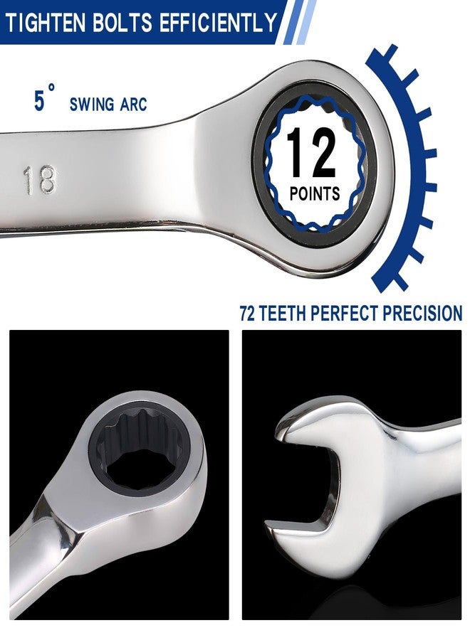 Qnkaa 24pcs Ratchet Wrench Set Metric Sizes from 8mm to 19mm with Roll Bag, Perfect for Home, Bike, Car Repairs Combination Wrench - Image 4