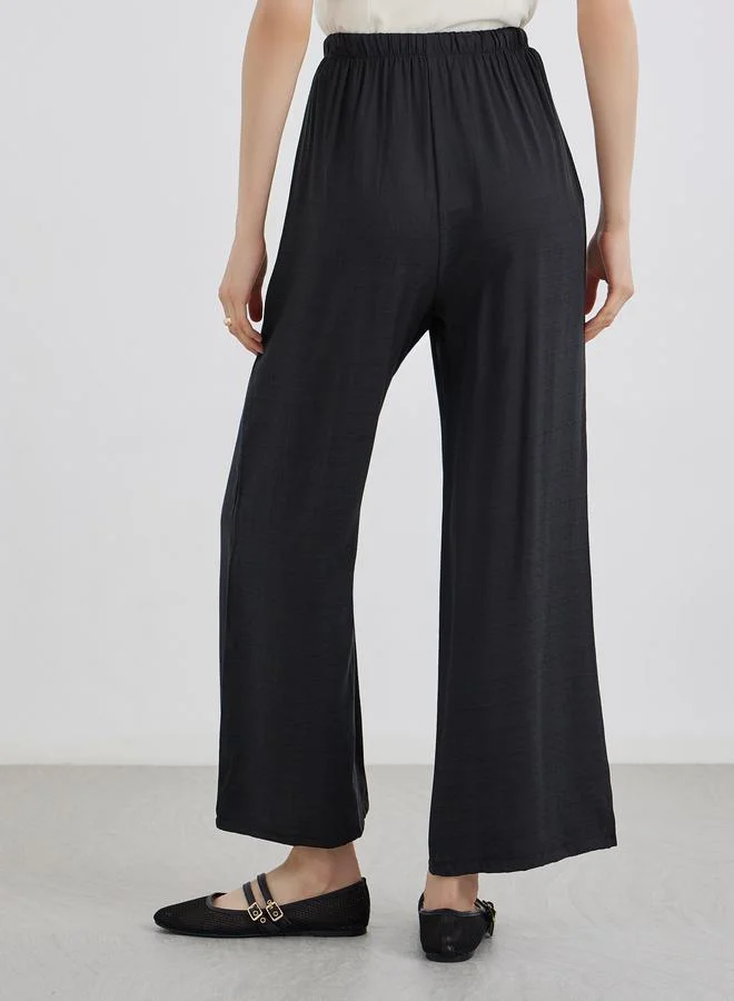 Take Two Take Two Black Solid Drawstring Waist Pocket Detail Pants