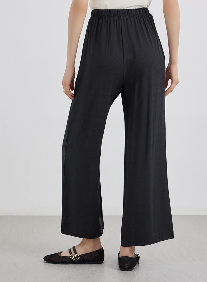 Take Two Black Solid Drawstring Waist Pocket Detail Pants - Image 4