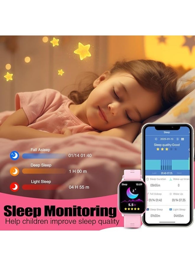 ساعة أطفال للبنات والأولاد مع مقاومة للمياه بمعيار IP68، ساعة بنات مع 19 وضعًا رياضيًا، تتبع النوم، عداد الخطوات، ساعة إيقاف جهاز تتبع النشاط للبنات بعمر 6-15 سنة لعيد الميلاد من ميونلي - Image 3