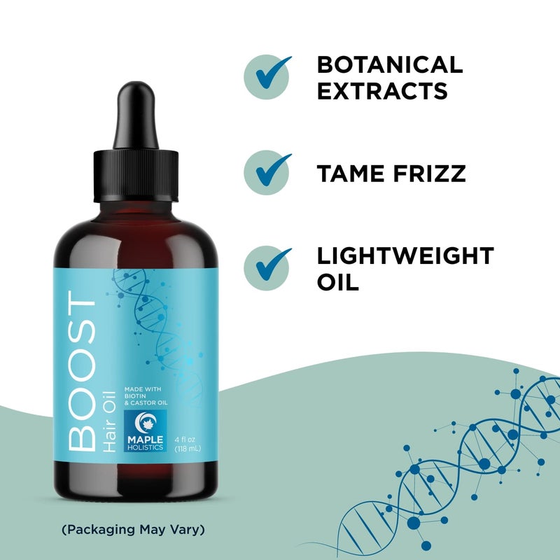 Maple Holistics مجموعة شامبو البيوتين الخالي من الكبريتات وسيروم نمو الشعر - شامبو وسيروم نباتي لتكثيف الشعر مع زيت الخروع وزيت إكليل الجبل للشعر الجاف والتالف - Image 4