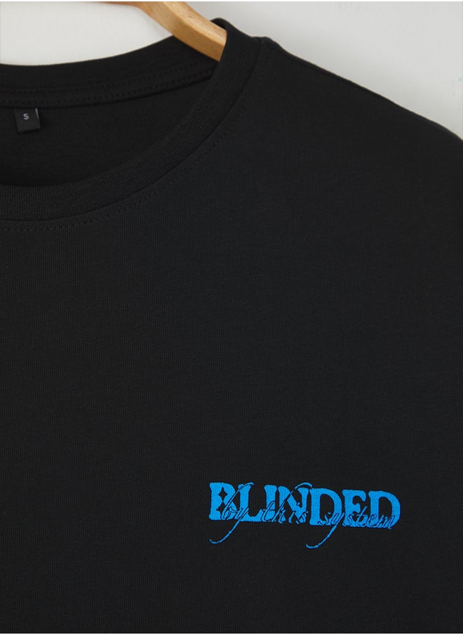 trendyol Black Oversize/Wide Cut 100% Cotton Printed T-Shirt  - Image 5