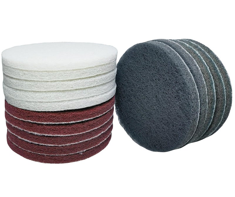 Tonmp 15 PCS 5 Inch Hoop and Loop Multipurpose Scrubber Scouring Pads - Flocking Scuff Pads, 400 800 2000 Grits Conditioning Discs Polishing Pads for Furniture Automotive Cleaning, Rust Removal - Image 1