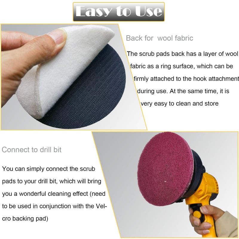 Tonmp 15 PCS 5 Inch Hoop and Loop Multipurpose Scrubber Scouring Pads - Flocking Scuff Pads, 400 800 2000 Grits Conditioning Discs Polishing Pads for Furniture Automotive Cleaning, Rust Removal - Image 3