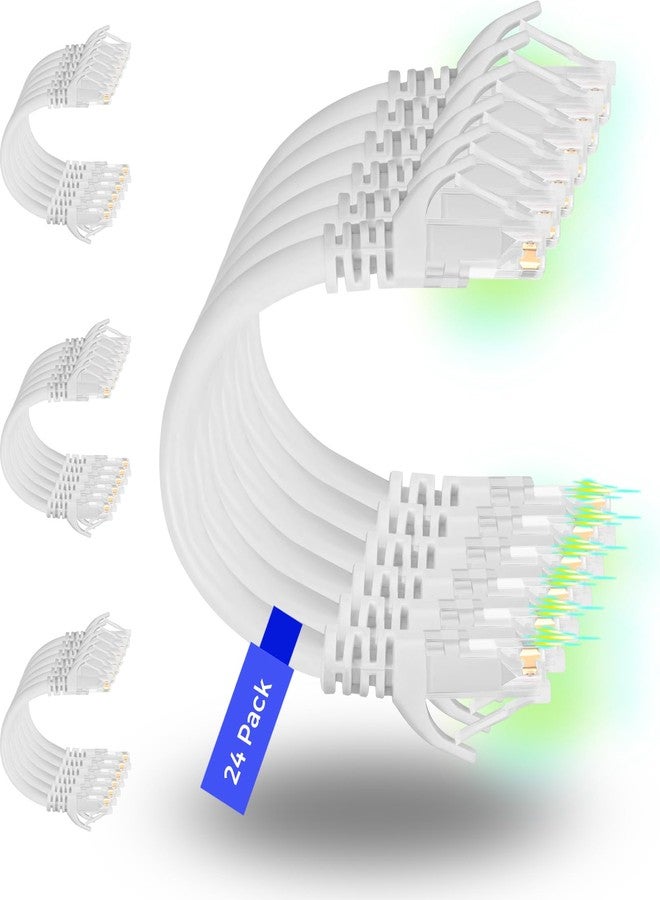 Rapink Patch Cables Cat6 0.5ft (48 Pack), Ethernet Patch Cable 10G, Cat 6 Patch Cable for Patch Panel to Switch, Flexiable Cat 6 Ethernet Cable with Gold Plated White - Image 1