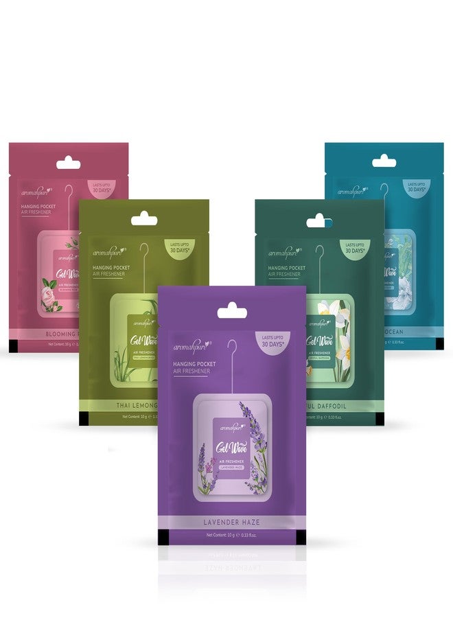 Aromahpure Gel Wave Bathroom Freshener | Assorted 50g (10g each) | Set of 5 Gel-Based hanging Pocket freshener I Lasts Up to 30 Days - Image 2