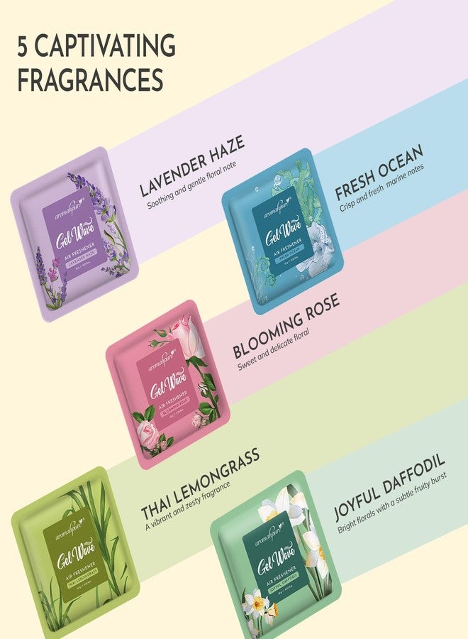 Aromahpure Gel Wave Bathroom Freshener | Assorted 50g (10g each) | Set of 5 Gel-Based hanging Pocket freshener I Lasts Up to 30 Days - Image 3