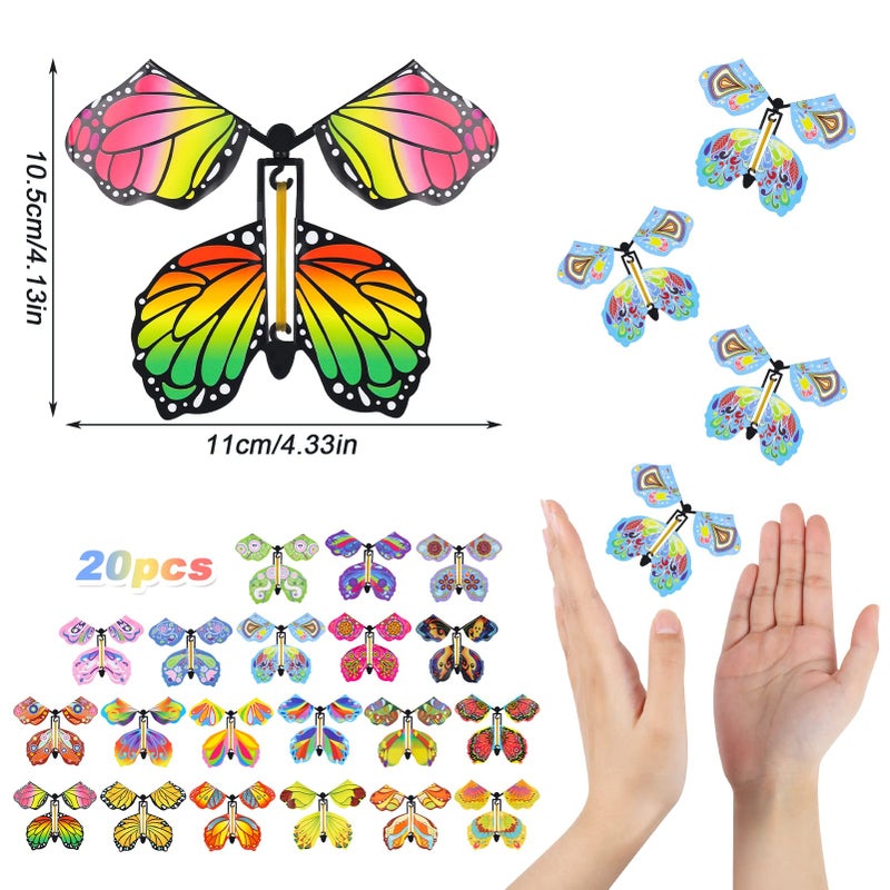 Chenkaiyang 20Pcs Magic Flying Butterfly  Wind Up Butterfly Toy Bright Colors Elastic Band Flying Butterflies Toy Surprise Gift For Wedding Birthday Party - Image 2