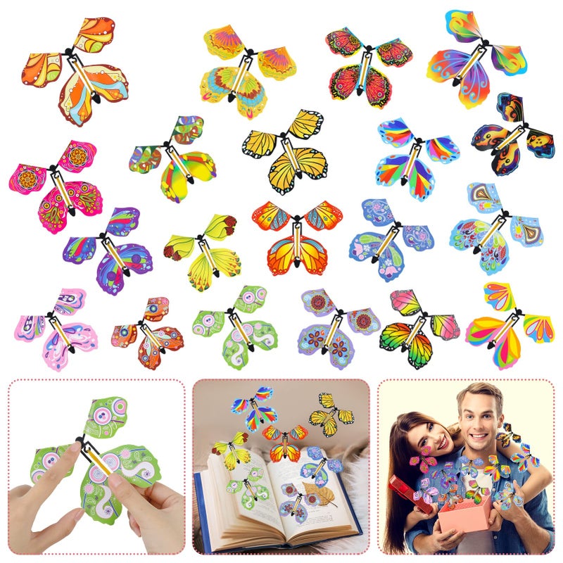 Chenkaiyang 20Pcs Magic Flying Butterfly  Wind Up Butterfly Toy Bright Colors Elastic Band Flying Butterflies Toy Surprise Gift For Wedding Birthday Party - Image 4