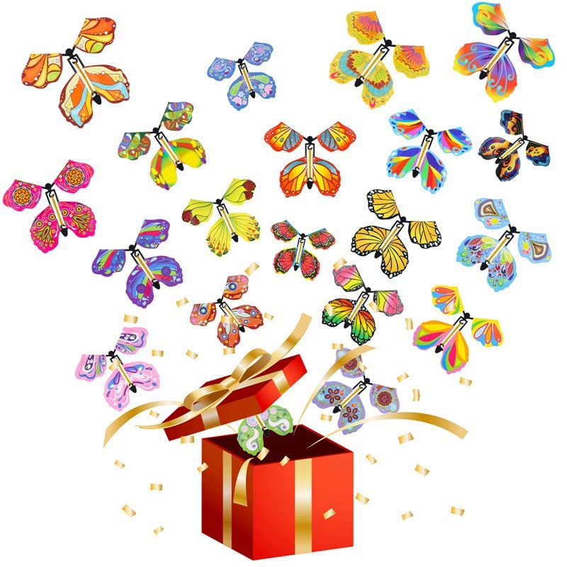 Chenkaiyang 20Pcs Magic Flying Butterfly  Wind Up Butterfly Toy Bright Colors Elastic Band Flying Butterflies Toy Surprise Gift For Wedding Birthday Party - Image 1