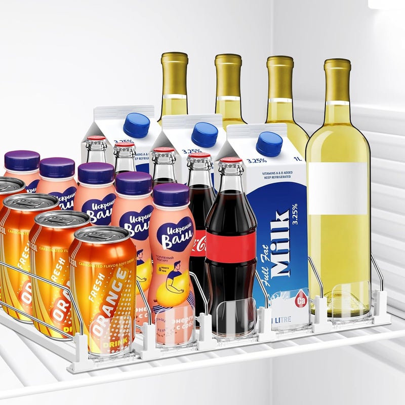 hanmir Drink Organizer for Fridge, 5 Row Automatic Pusher Glide, Adjustable Width Soda Can Dispenser for Refrigerator-Holds up to 25 Cans - Image 1