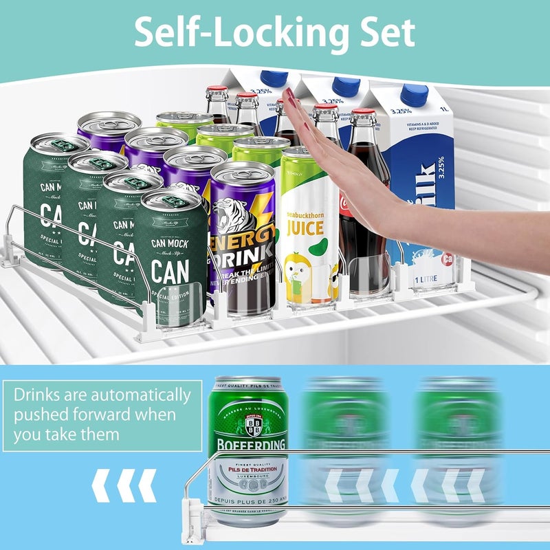 hanmir Drink Organizer for Fridge, 5 Row Automatic Pusher Glide, Adjustable Width Soda Can Dispenser for Refrigerator-Holds up to 25 Cans - Image 3