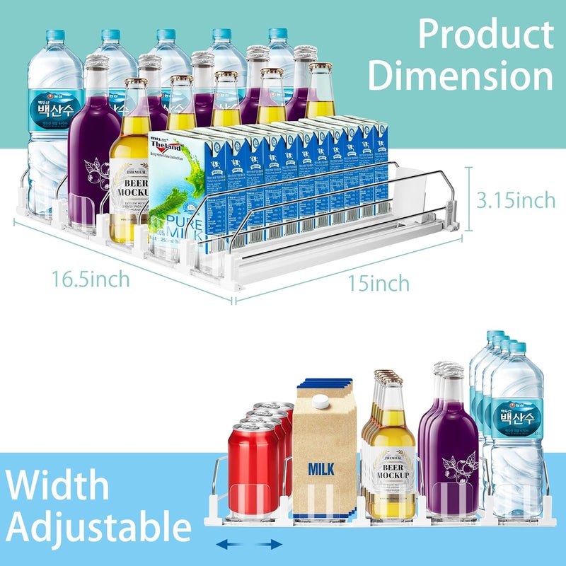 hanmir Drink Organizer for Fridge, 5 Row Automatic Pusher Glide, Adjustable Width Soda Can Dispenser for Refrigerator-Holds up to 25 Cans - Image 2
