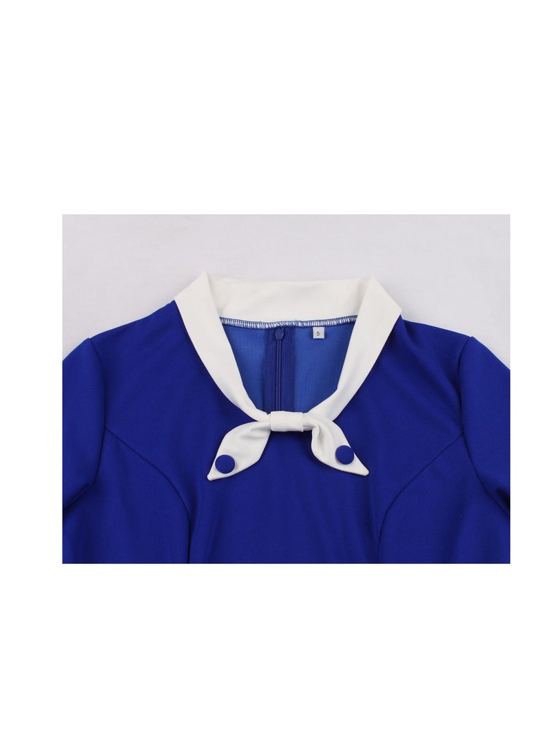 Loquat V-neck slim stitching dress with a full swing  - Image 3