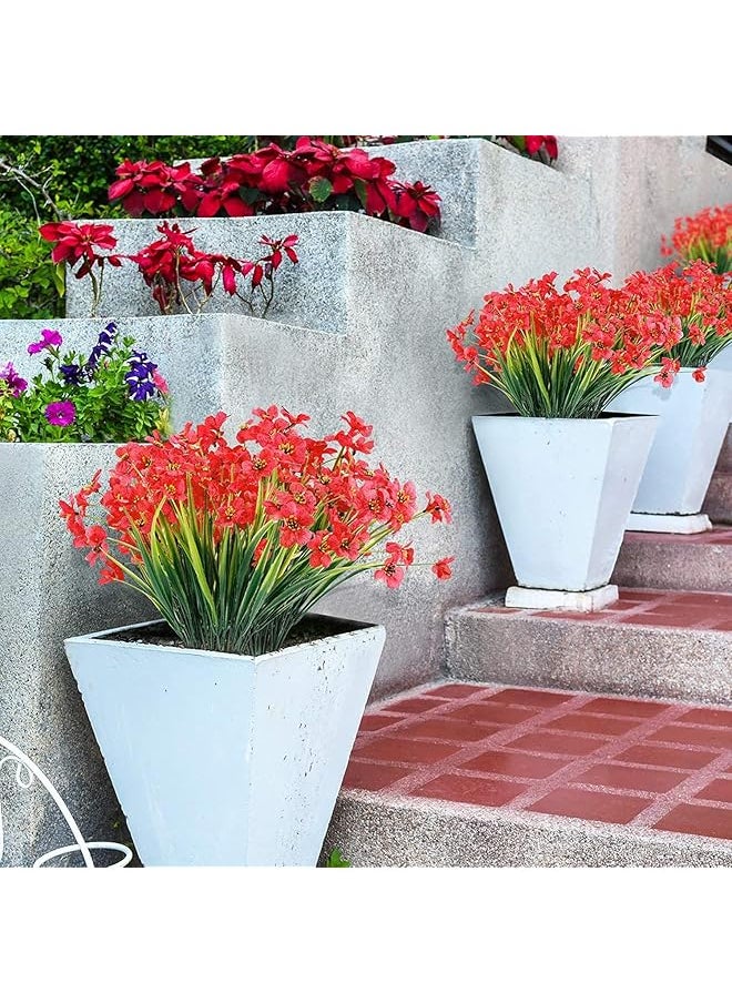 erorex 12 Bundles Artificial Flowers Outdoor Uv Resistant Fake Flowers No Fade Faux Plants Garden Porch Window Box Decorating Deep Red  - Image 4