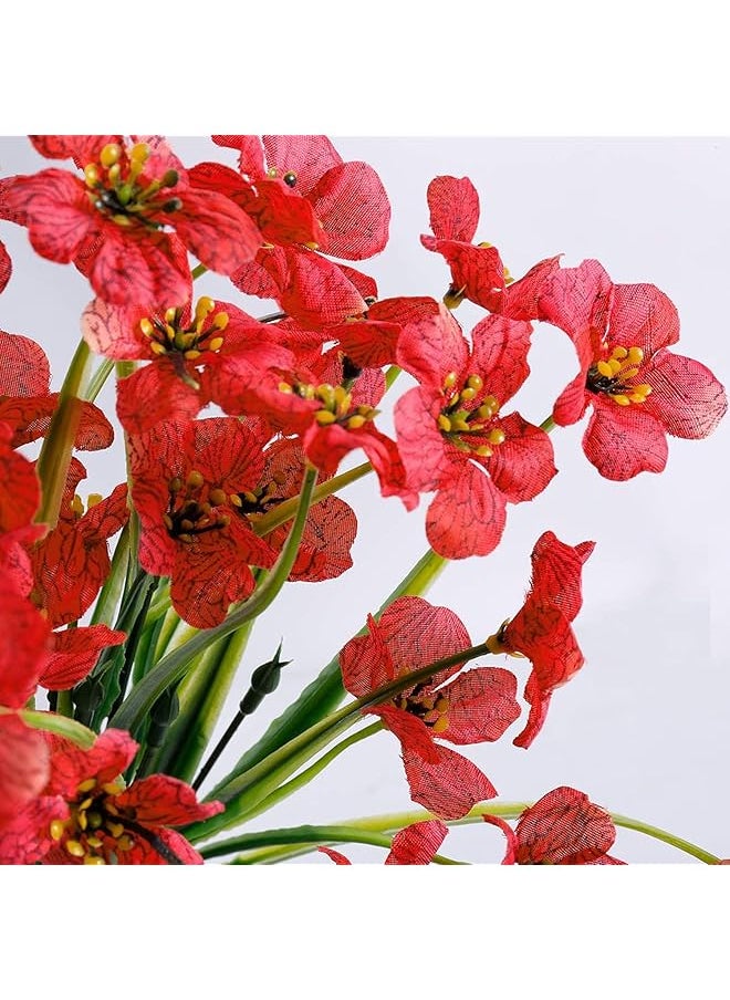 erorex 12 Bundles Artificial Flowers Outdoor Uv Resistant Fake Flowers No Fade Faux Plants Garden Porch Window Box Decorating Deep Red  - Image 2