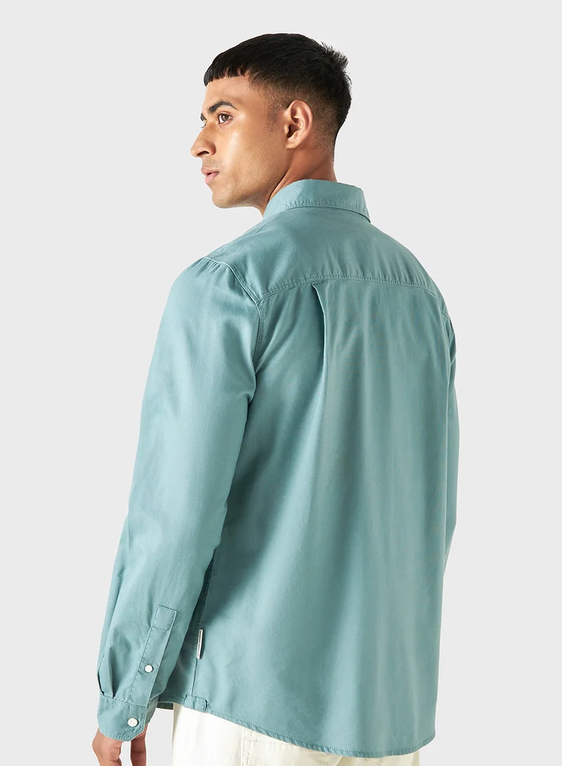 لي كوبر Lee Cooper Solid Shirt with Long Sleeves and Pocke