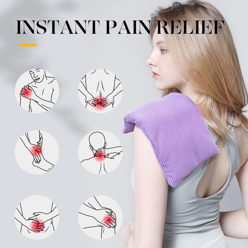 uncn Microwavable Heating Pad with Washable Cover 13x7 Inch Flaxseed Microwave Hot Pack, Lavender Scent, Moist Warm Compress for Relaxation, Non-Electric & Portable - Image 2