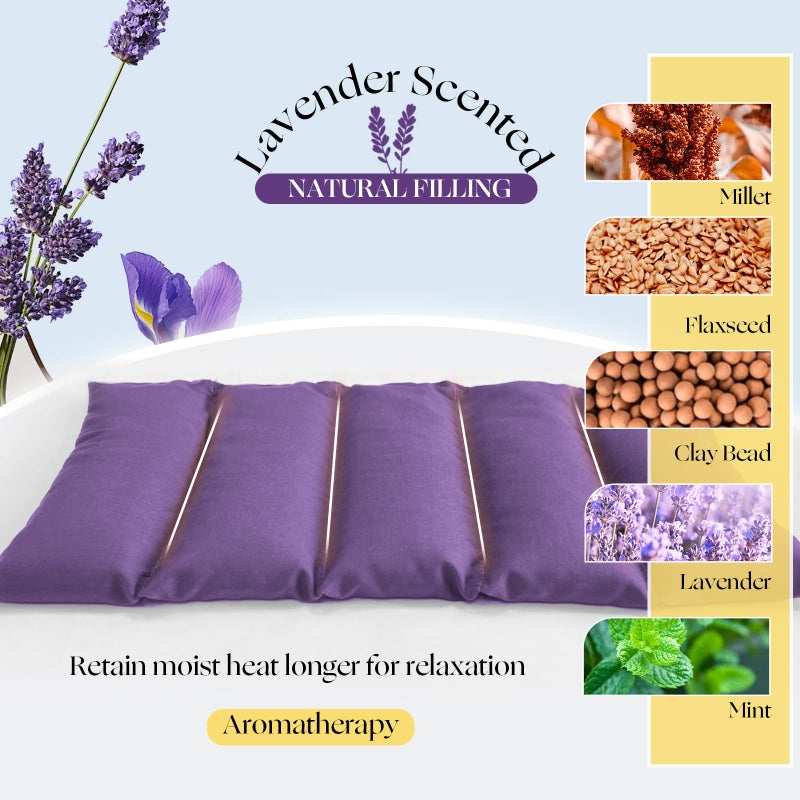 uncn Microwavable Heating Pad with Washable Cover 13x7 Inch Flaxseed Microwave Hot Pack, Lavender Scent, Moist Warm Compress for Relaxation, Non-Electric & Portable - Image 3