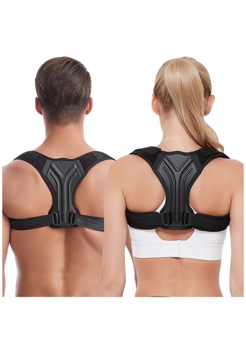 SYOSI Back Correction Strap, Adjustable Posture Corrector Spine Straightener for Relief of Neck Shoulder Pain Develop Good Seated Standing for Men Women Elderly Teens (1PCS Black,L)  - Image 1