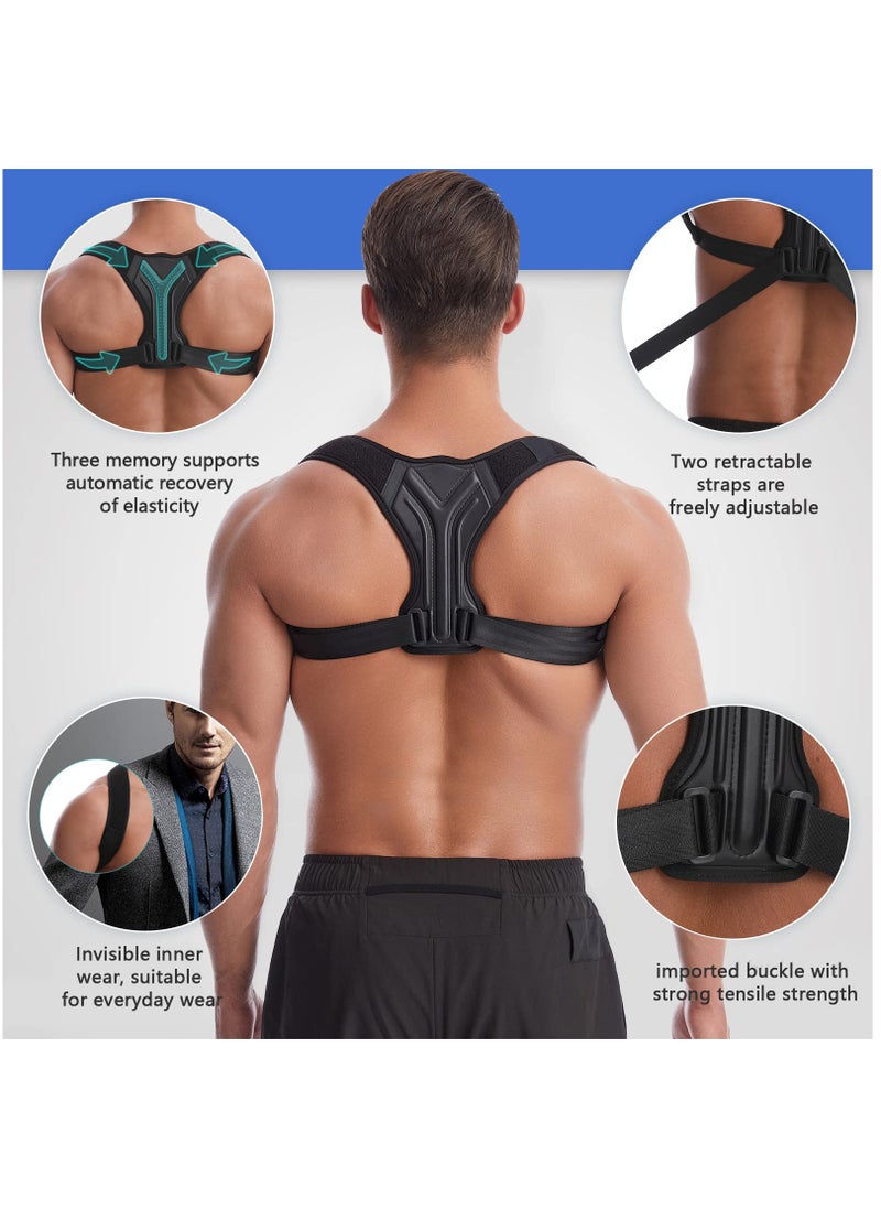 SYOSI Back Correction Strap, Adjustable Posture Corrector Spine Straightener for Relief of Neck Shoulder Pain Develop Good Seated Standing for Men Women Elderly Teens (1PCS Black,L)  - Image 2