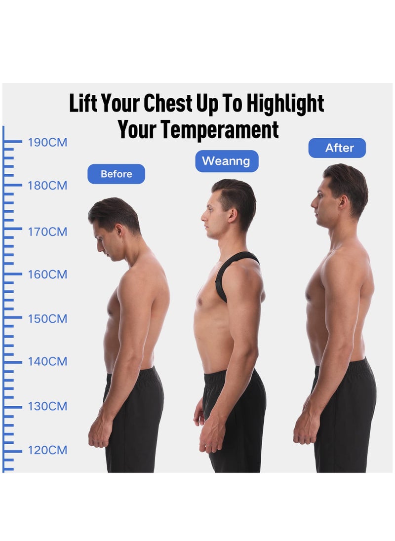 SYOSI Back Correction Strap, Adjustable Posture Corrector Spine Straightener for Relief of Neck Shoulder Pain Develop Good Seated Standing for Men Women Elderly Teens (1PCS Black,L)  - Image 4