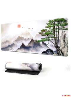 CARONIC Extended Gaming Mouse Pad with Stitched Edges Durable Non-Slip Natural Rubber Base  Waterproof Computer Keyboard Pad Mat For Esports Pros Gamer Desktop Office Home Tree Mountains  - Image 5