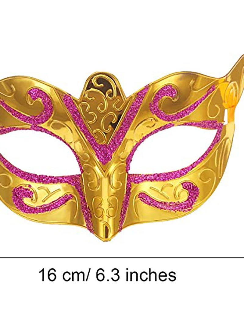 SYOSI - 12 Pieces Mardi Gras Masks Shining Plated Gold Masquerade Mask Wedding Props Party Costume - Image 1