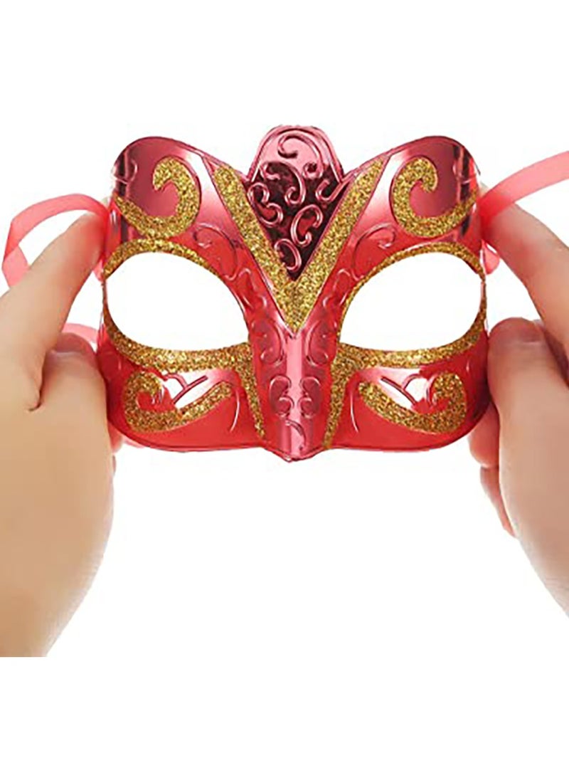 SYOSI - 12 Pieces Mardi Gras Masks Shining Plated Gold Masquerade Mask Wedding Props Party Costume - Image 1
