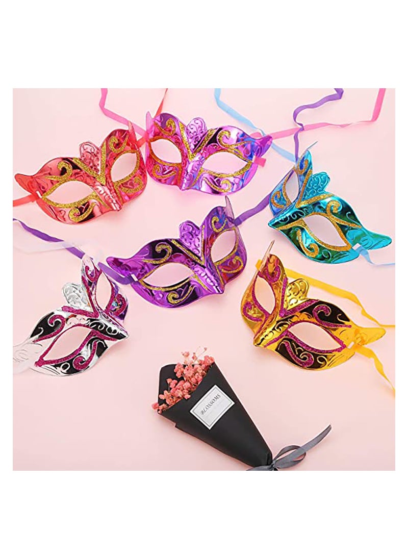 SYOSI - 12 Pieces Mardi Gras Masks Shining Plated Gold Masquerade Mask Wedding Props Party Costume - Image 1