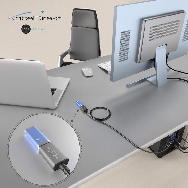 كيبل دايركت كابل دايركت – كابل تمديد USB 3.0 – 2 متر – (قابس USB-A إلى موصلة أنثى USB-A، أسود/رمادي فضائي) - Image 4