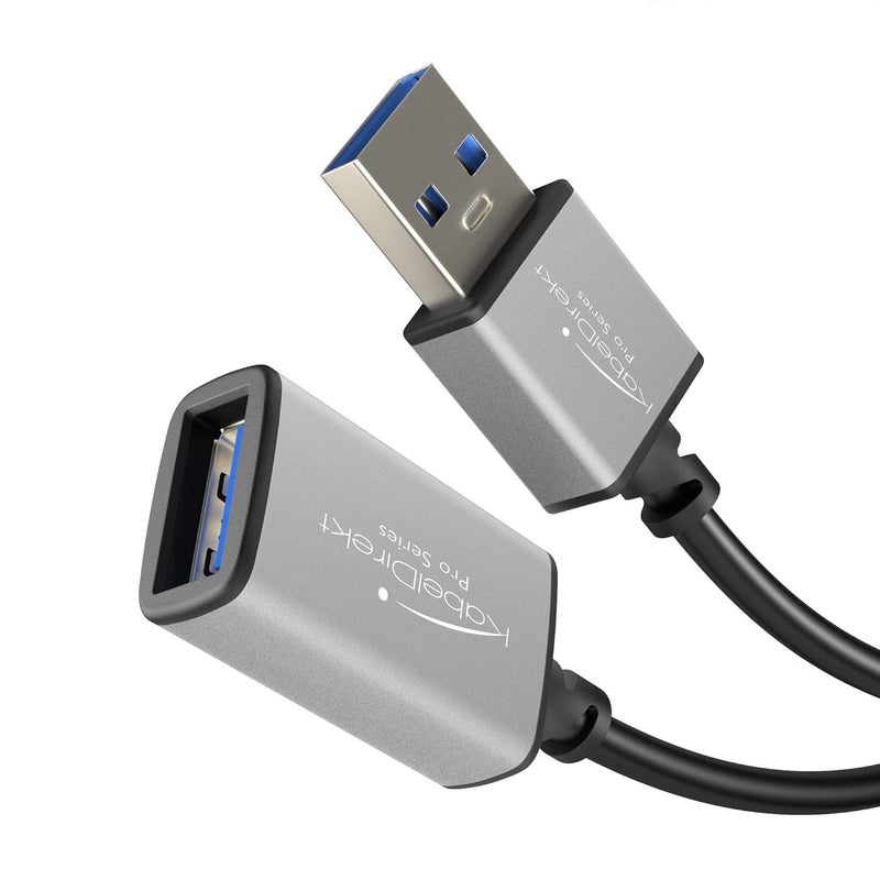 كيبل دايركت كابل دايركت – كابل تمديد USB 3.0 – 2 متر – (قابس USB-A إلى موصلة أنثى USB-A، أسود/رمادي فضائي) - Image 1