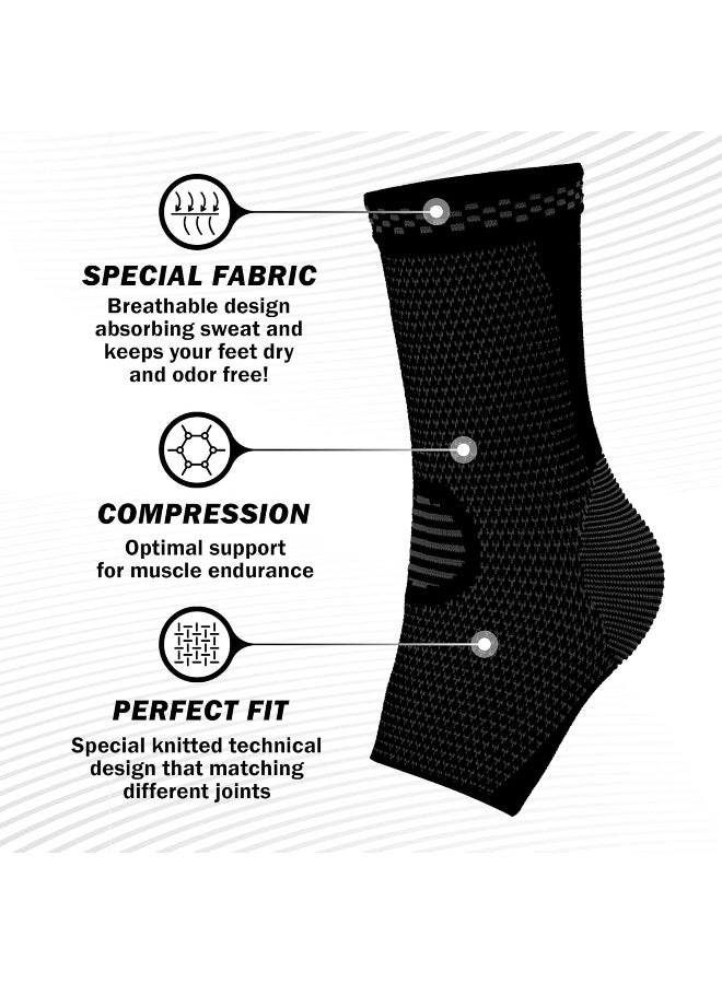 POWERLIX POWERLIX Ankle Brace Compression Support Sleeve (Pair) for Injury Recovery, Joint Pain and More. Plantar Fasciitis Foot Socks with Arch Support, Eases Swelling, Heel Spurs, Achilles Tendon  - Image 2
