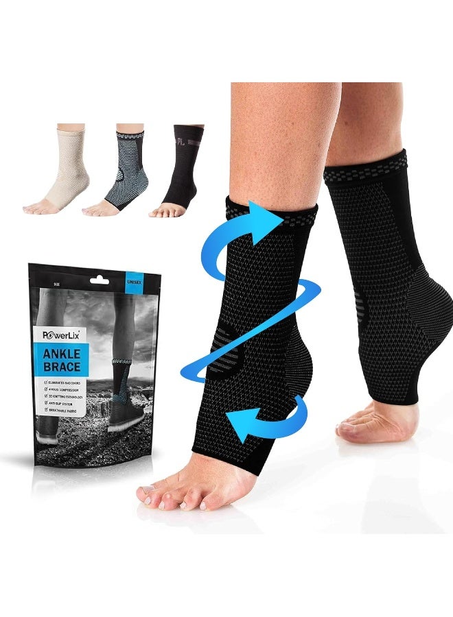 POWERLIX POWERLIX Ankle Brace Compression Support Sleeve (Pair) for Injury Recovery, Joint Pain and More. Plantar Fasciitis Foot Socks with Arch Support, Eases Swelling, Heel Spurs, Achilles Tendon  - Image 1
