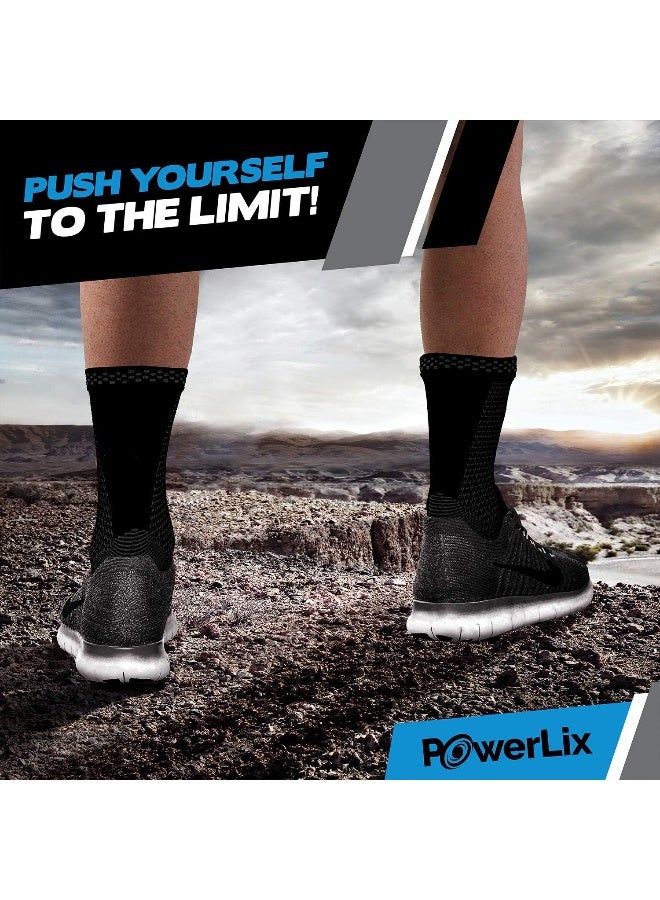 POWERLIX POWERLIX Ankle Brace Compression Support Sleeve (Pair) for Injury Recovery, Joint Pain and More. Plantar Fasciitis Foot Socks with Arch Support, Eases Swelling, Heel Spurs, Achilles Tendon  - Image 3
