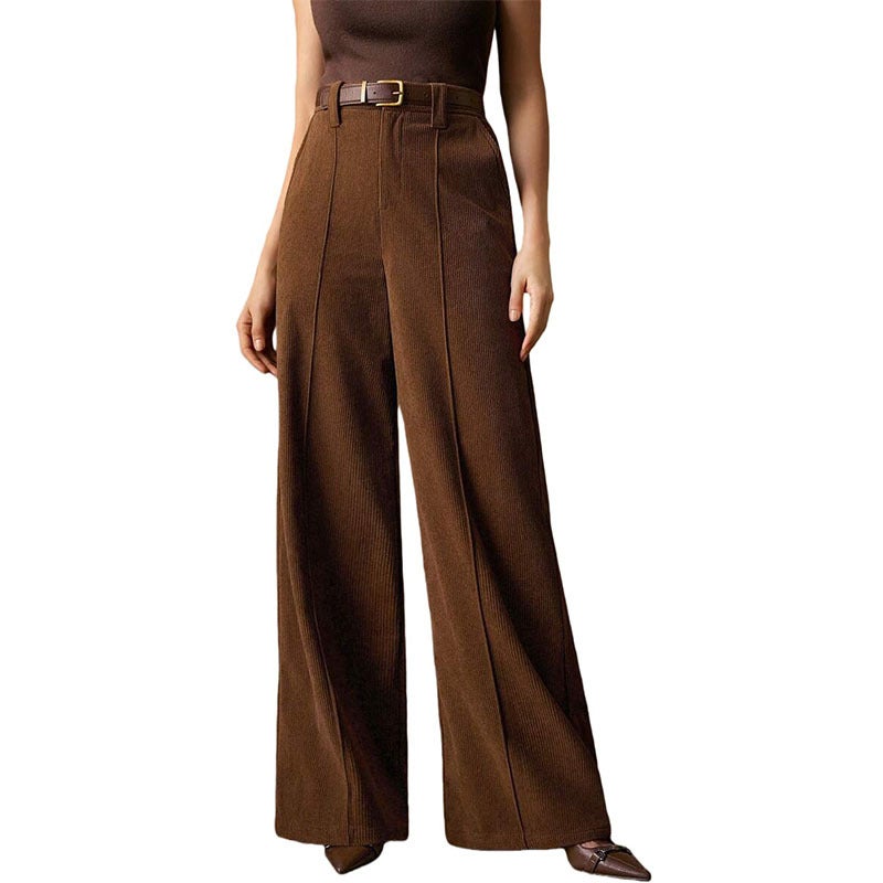 Vintage Corduroy Wide Leg Pants High Waist Loose Straight Trousers Women - Image 2