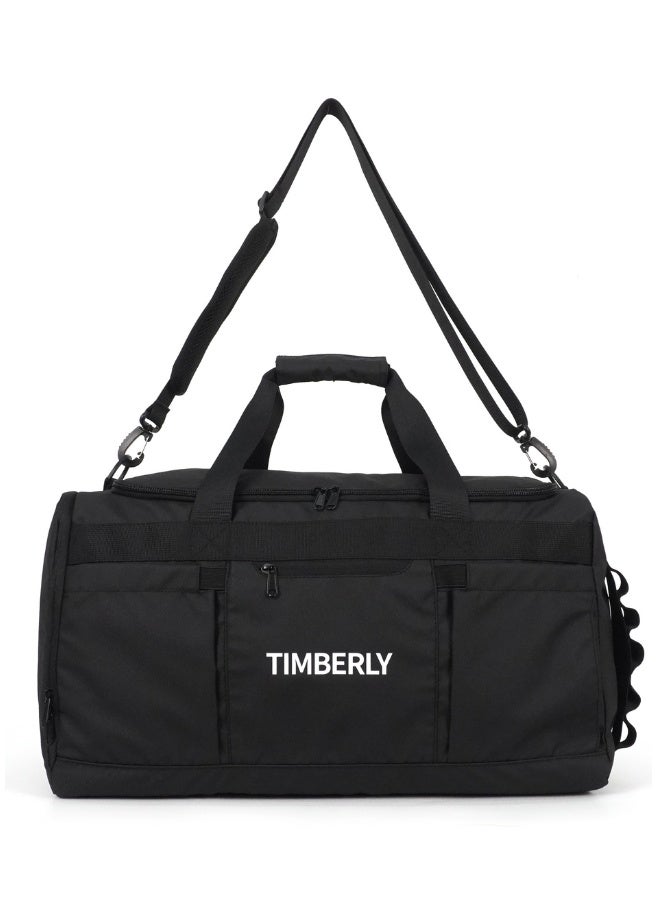 Timberly Travel Duffel Bag with Shoe Compartment, Gym Sports Overnight Carry On Bag for Men and Women, Black - Image 2
