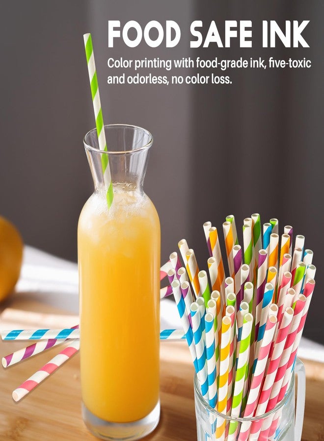MAQIHAN 100PCS Stripe Drinking Straws - Disposable Straws 7.7 Inch Small Colourful Agave Kraft Paper Straws Bulk, for Coffee, Milk, Juice, Cocktial and Suit for Birthday Parties, Weddings, Picnic. - Image 5