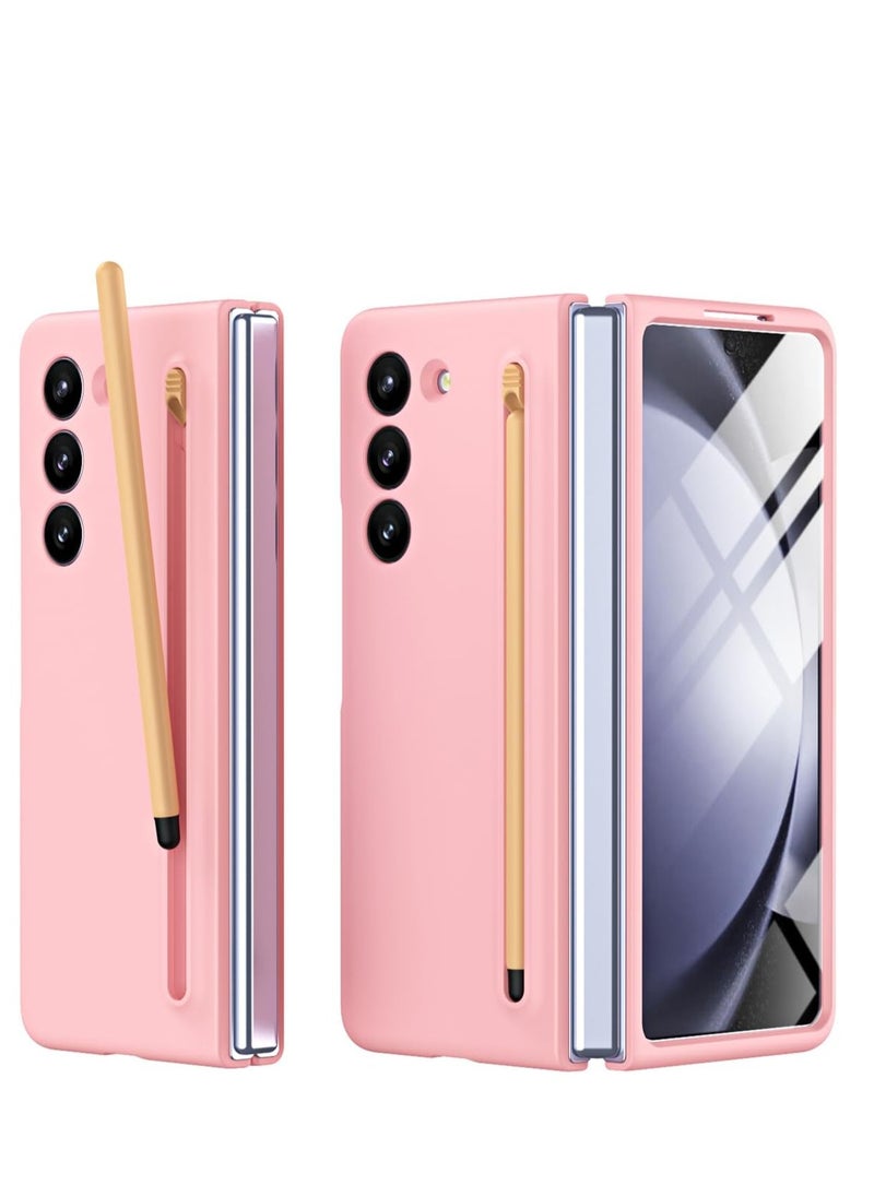 Case Compatible with Samsung Galaxy Z Fold 6 Case Slim, [S Pen Included] [Built-in Glass Screen Protector] PC Slim Shockproof Full Coverage bumper Case Protective Cover for Samsung Z Fold 6-Pink  - Image 1