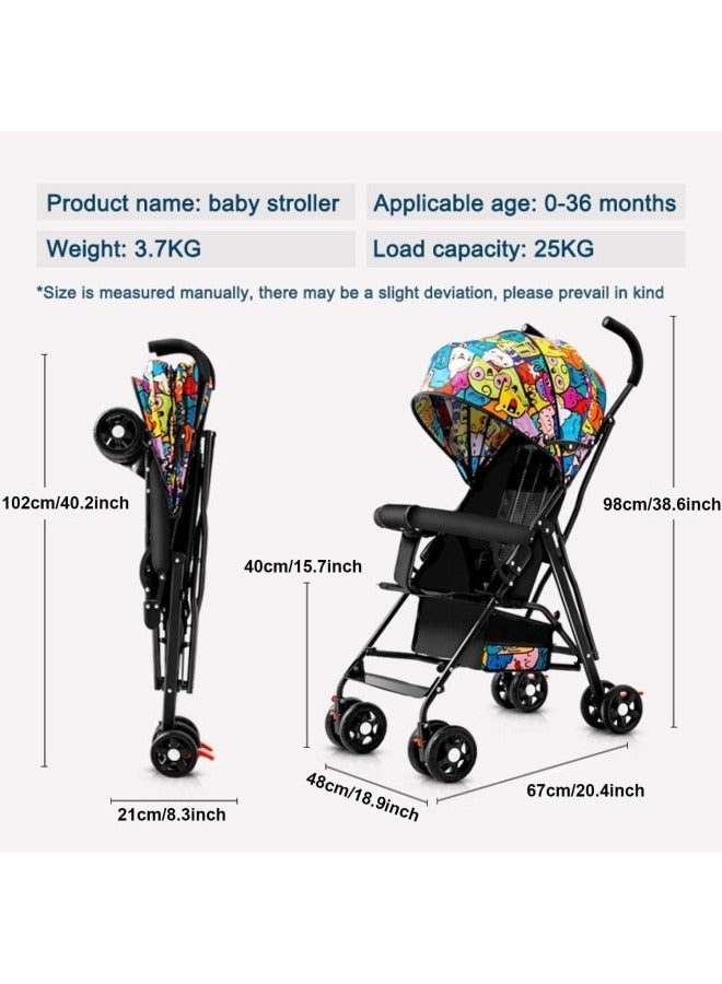 Standard Strollers,Lightweight Travel Stroller for Babies  Toddlers, Compact Fold Toddler Stroller and Baby Stroller with Steel Frame, Large Seat Area, Storage Basket for Travel and More - Image 2