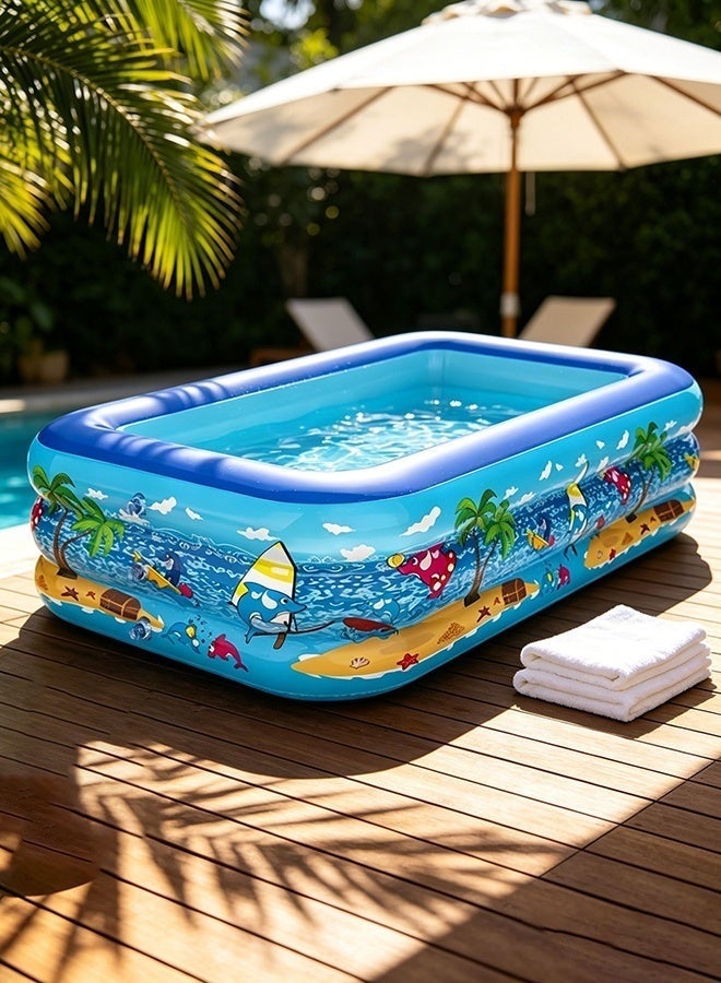 Paka Rabbit 210 x 138 x 55CM Inflatable Swimming Pool for Kids & Adults with Air Pump Included, Large Family Backyard Pool, Thickened Above Ground Pool for Outdoor Water Fun, Indoor Entertainment & Summer Party Activities - Image 2